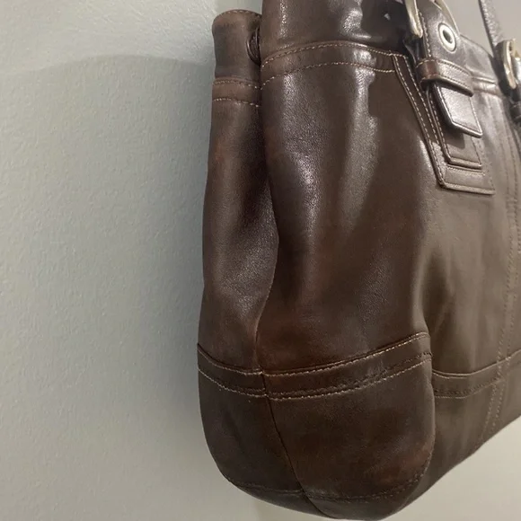 Coach Brown Large Leather Satchel Shoulder Bag - Picture 9 of 9